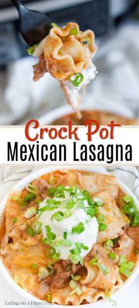 La receta de lasaña mexicana Crock Pot tiene capas de delicioso queso, frijoles refritos, carne de res y más para la mejor cena. ¡Deja que la olla eléctrica haga todo el trabajo! 