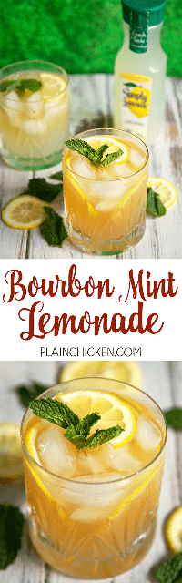 Bourbon Mint Lemonade: nuestro exclusivo cóctel de verano. Solo 3 Ingredientes: bourbon, menta y simplemente limonada. ¡Tan ligero y refrescante! ¡Mezcle una jarra para su próxima barbacoa de verano!