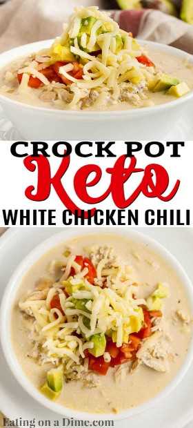 La olla de barro Keto White Chicken Chili Recipe es baja en carbohidratos y deliciosa. Este chile tiene tanto sabor que a toda la familia le encantará esta receta.