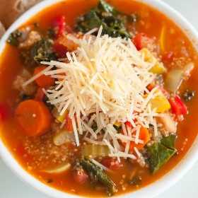 Get dinner on the table in under 5 minutes with this easy Instant Pot Quinoa Soup Recipe. Loaded with hearty vegetables and quinoa, this soup is amazing.