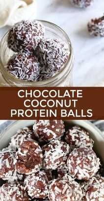 Imagine una deliciosa barra de caramelo de Montículos ... enrollada en una rica trufa de chocolate ... ¡eso es saludable! ¡Ahora tienes nuestras bolas de proteína de coco y chocolate!