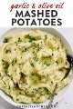 Imagen de Pinterest para la receta de puré de papas con aceite de oliva y ajo asado.