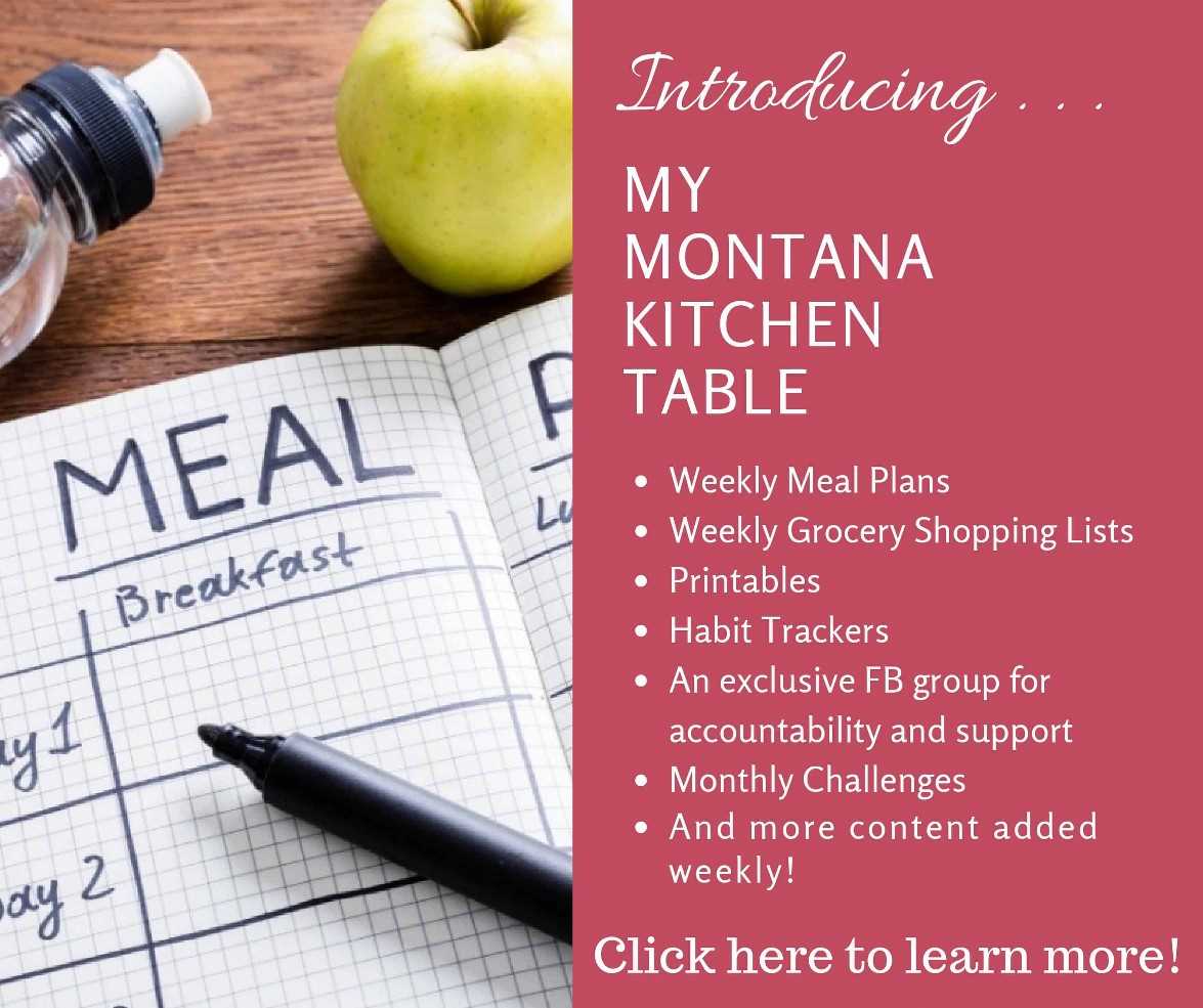¿Necesita responsabilidad para mantenerse en el plan, o simplemente desea que alguien haga todo el trabajo por usted? ¡Necesitas la mesa de cocina My Montana! #lowglycemicrecipes #healthy #challenges #planes de comida #menuplans 