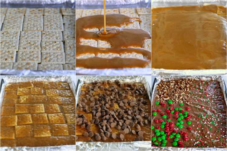 collage de tiros de proceso de caramelo salino