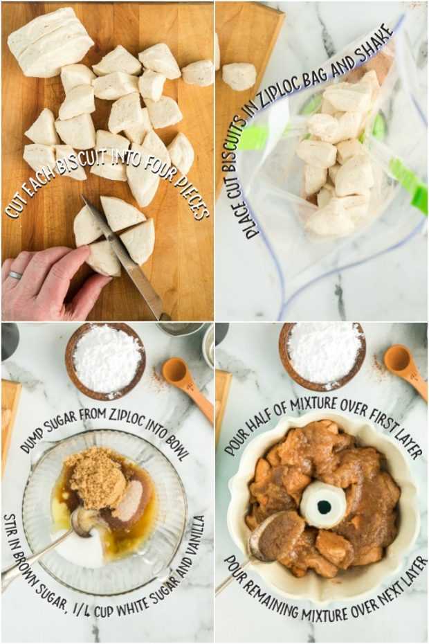 Cuatro fotos que muestran cómo hacer pan de mono en una olla instantánea