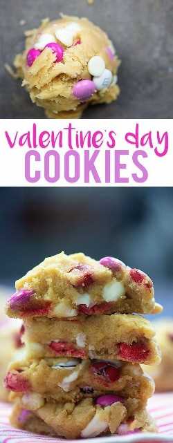 Galletas de San Valentín: ¡tan fáciles y estas son las galletas más gruesas y masticables de todas! ¡Mi favorito! #cookies #valentinesday #recipes