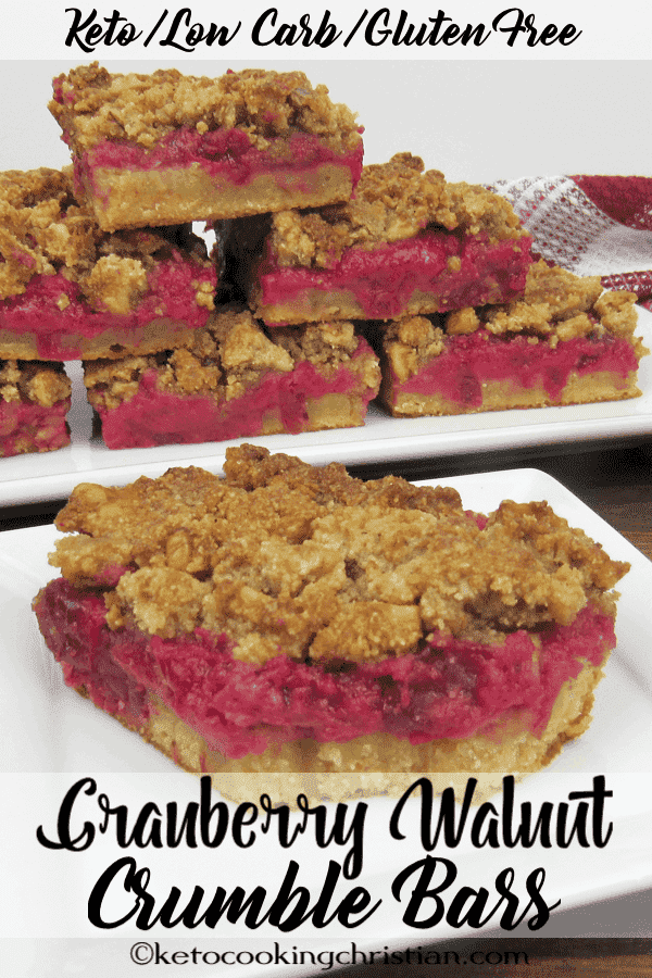 Cranberry Walnut Crumble Bars - Keto, bajo en carbohidratos y sin gluten