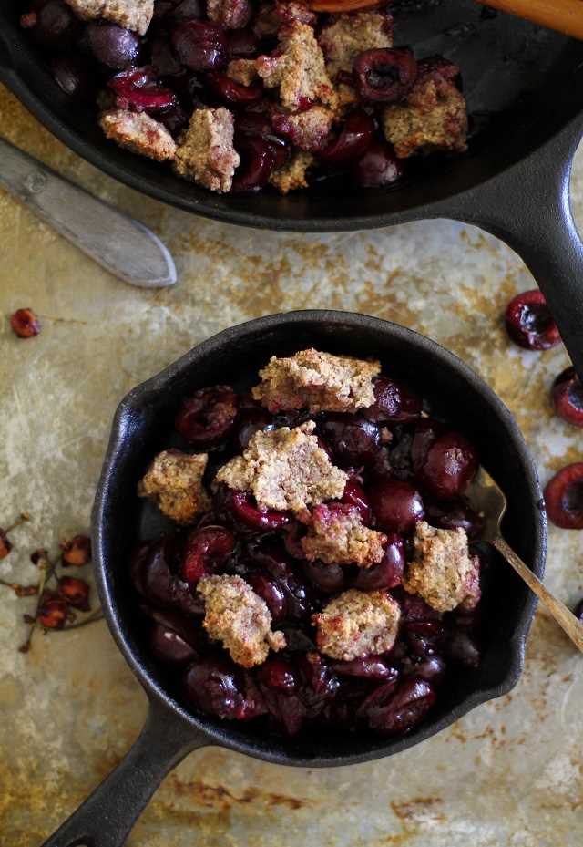 Grain-Free Cherry Crumble - a paleo dessert that's healthy enough for breakfast