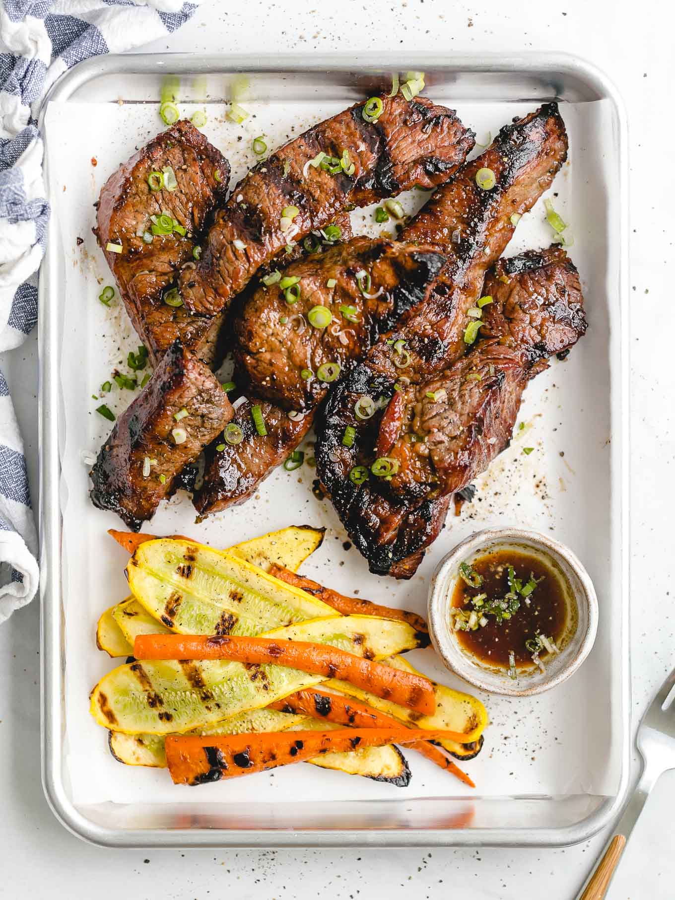 marinated and grilled steak tips