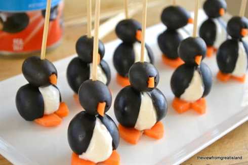 an army of little olive cocktail penguins