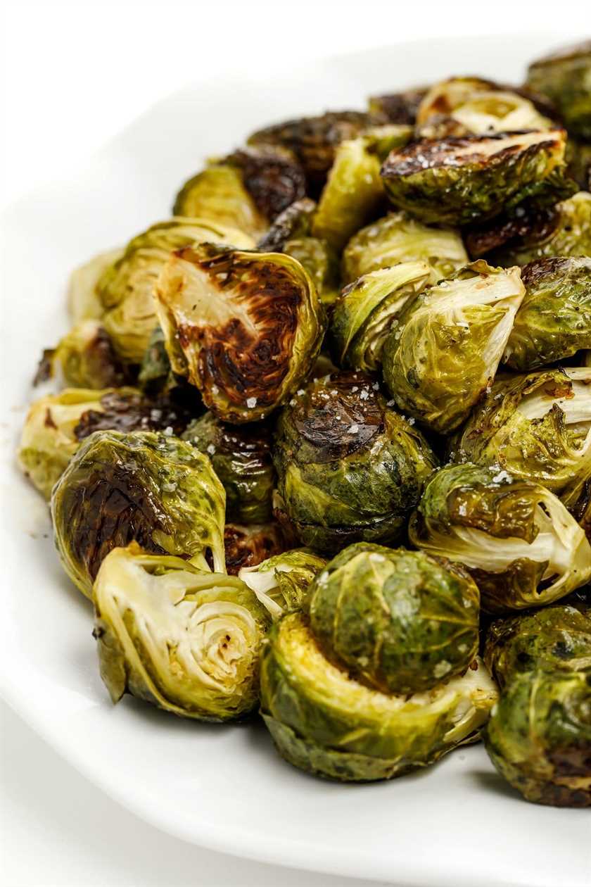 Close view of roasted Brussels sprouts