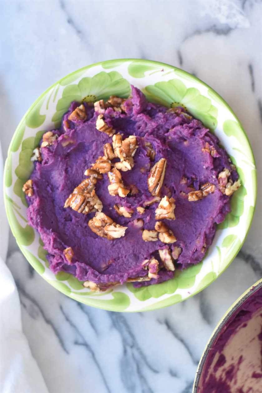 Purple Mashed Sweet Potatoes with Maple Pecans great holiday side dish too! Your guests will love the pop of color on the table.