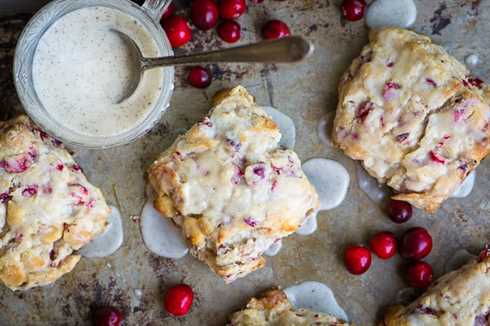 Fresh Cranberry Scones with white chocolate chips and a vanilla bean glaze ~ theviewfromgreatisland.com