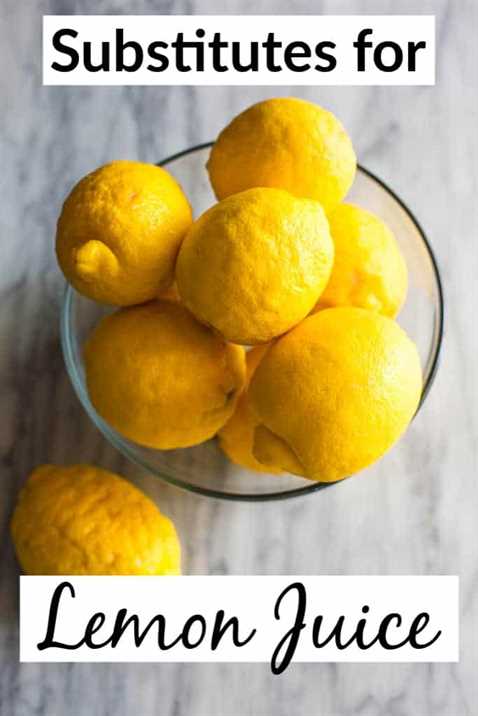 A bowl of lemons with text overlay "Substitutes for Lemon Juice".