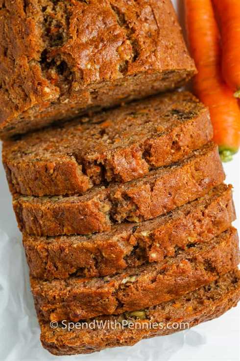 top view of sliced Carrot Bread