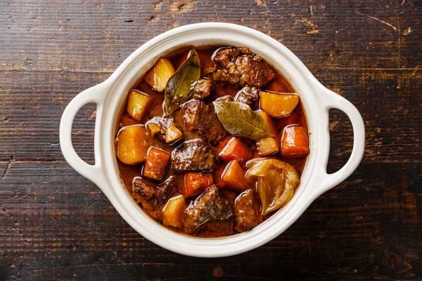 Beef Stew on a wooden board