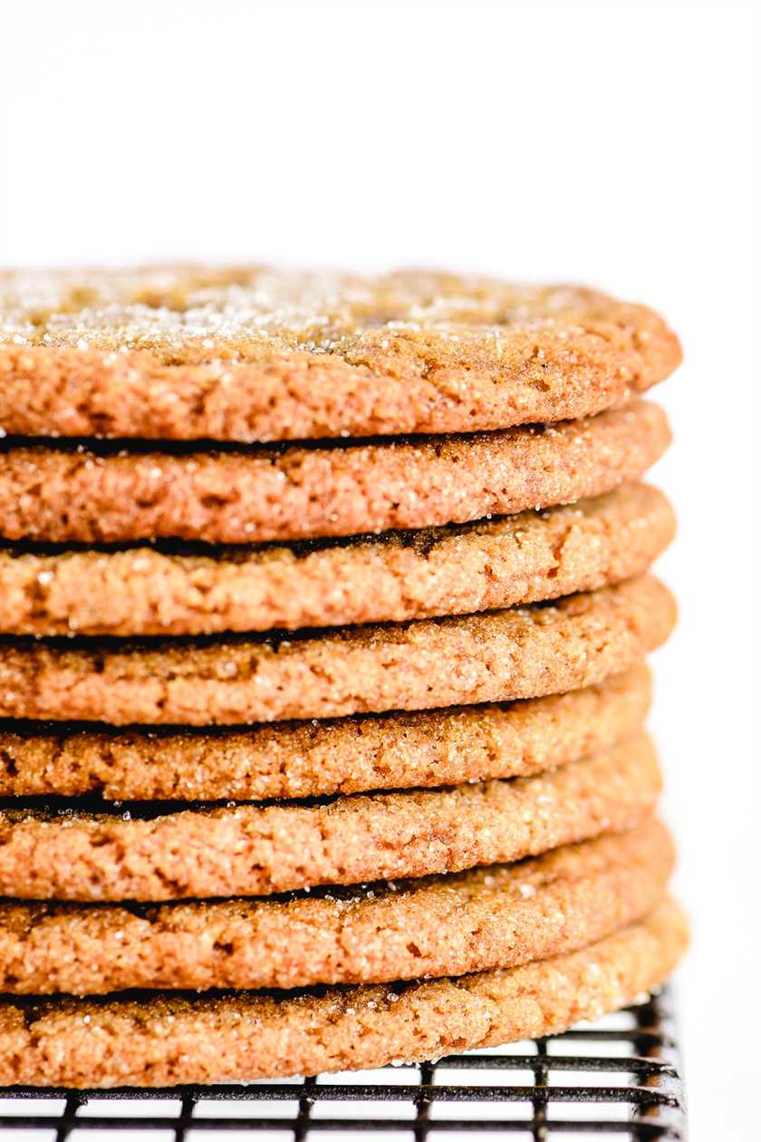 a stack of chewy molasses cookies