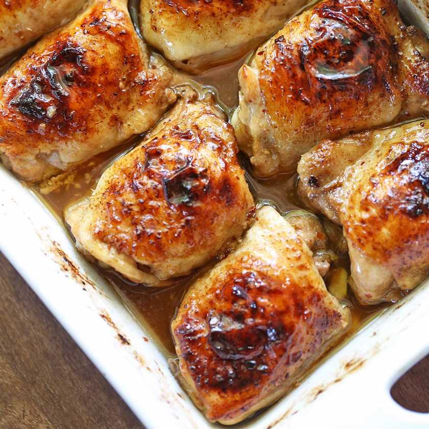 Soy sauce chicken in a baking dish