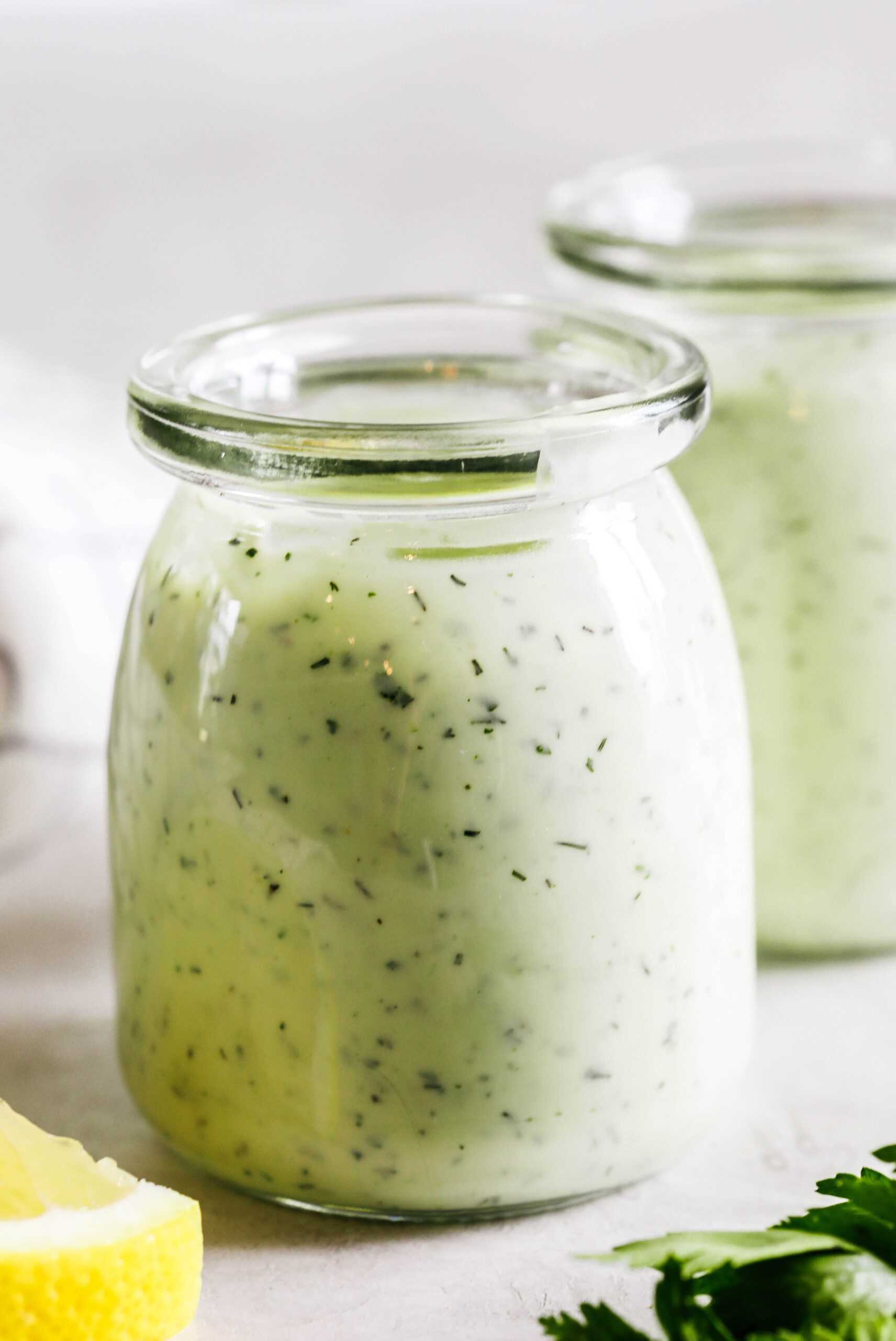 Creamy Avocado Ranch Dressing made healthier with Greek yogurt easily made in just 5 minutes with so much delicious flavor!  Perfect for salads and dips for veggies!