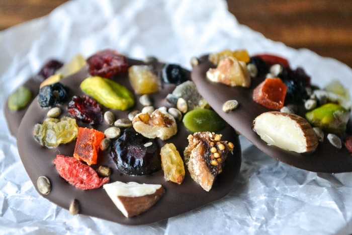 healthy chocolate bites on parchment paper