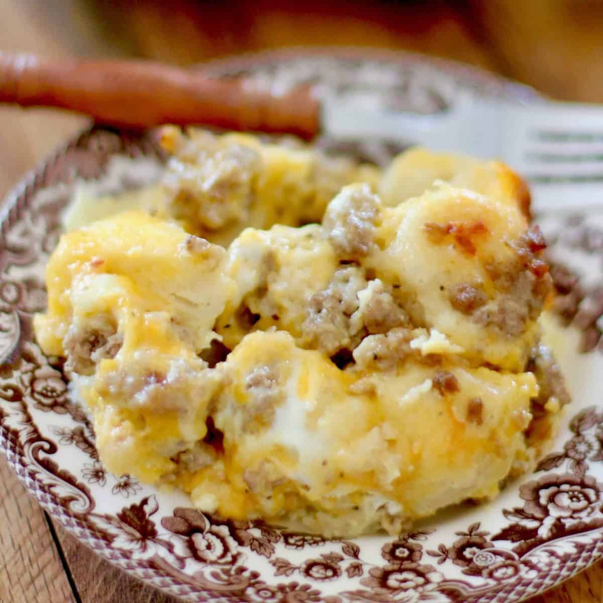 Sausage, Egg and Cheese Gravy Biscuit Breakfast Casserole recipe