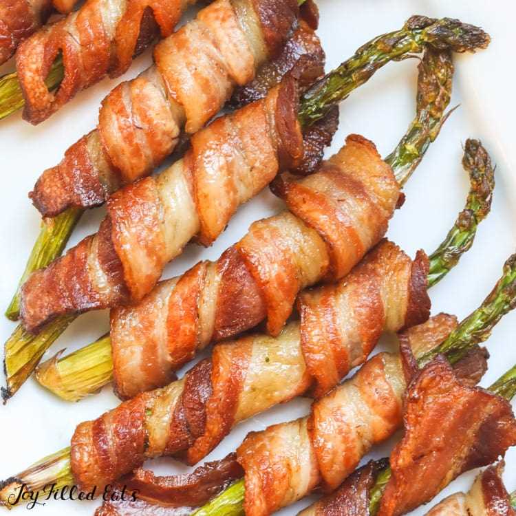 close up of Bacon Wrapped Asparagus Air Fryer Recipe