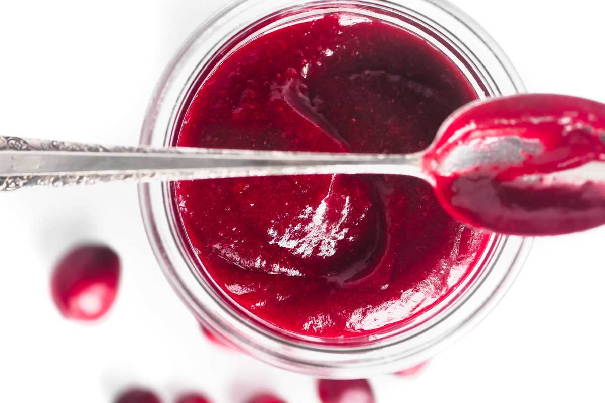 maple cranberry jam in a jar