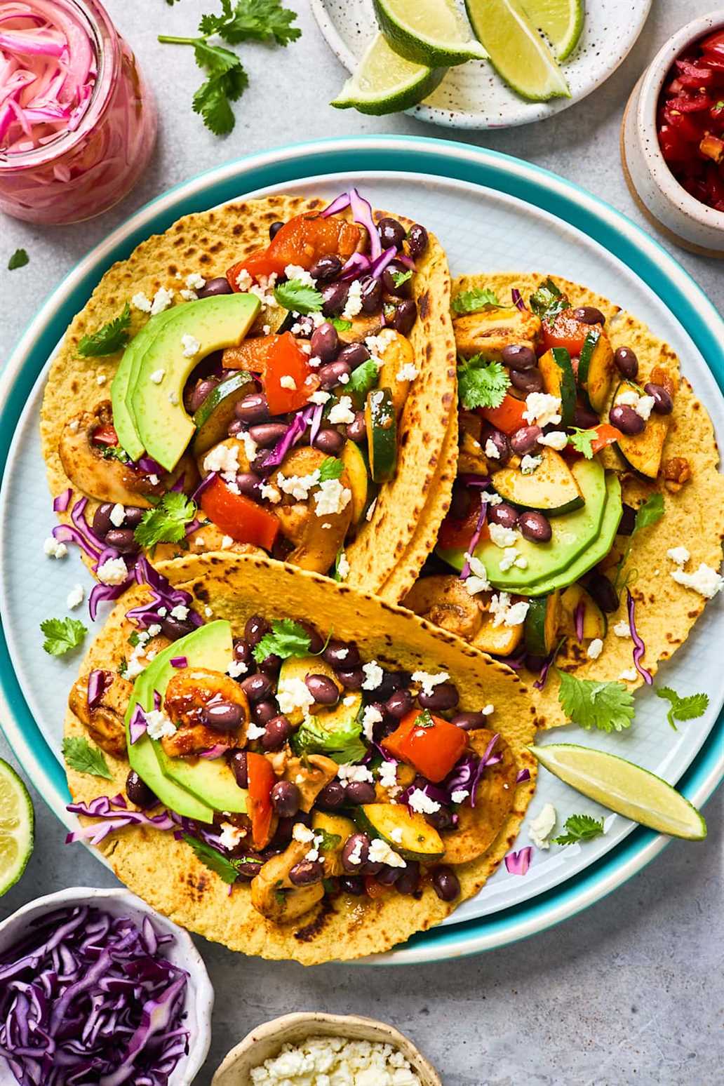 Easy vegetarian tacos on plate