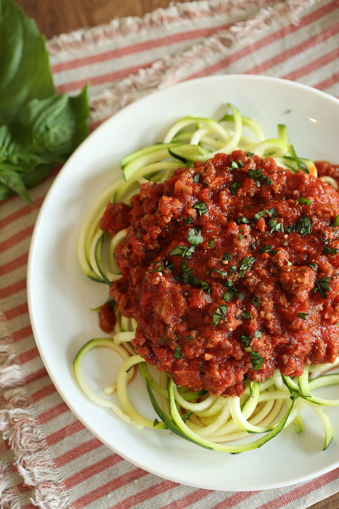 Zucchini Noodles with Simple Bolognese Sauce