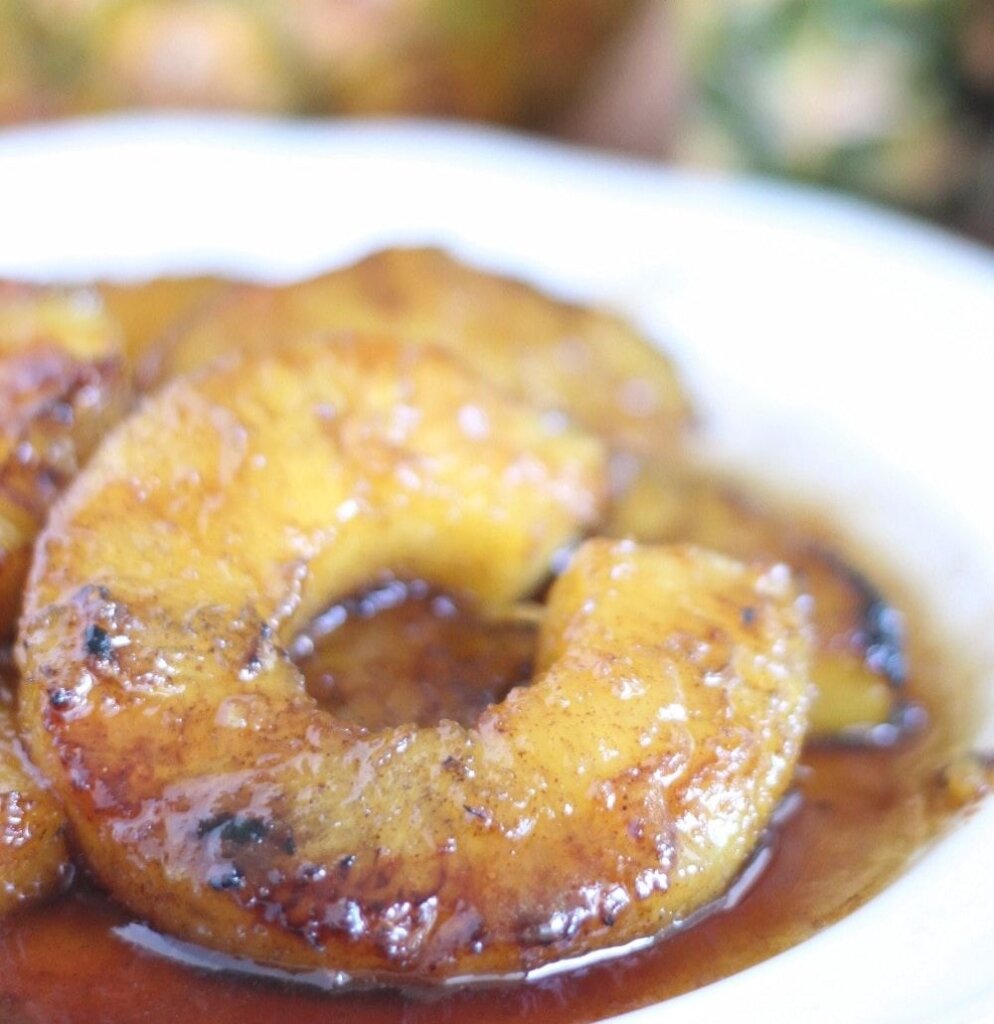 aros de pi&ntilde;a a la plancha